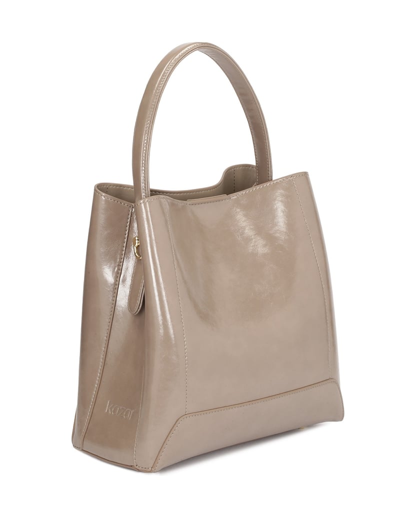 Kazar-Graue-Lederhandtasche-mit-eleganter-Schl