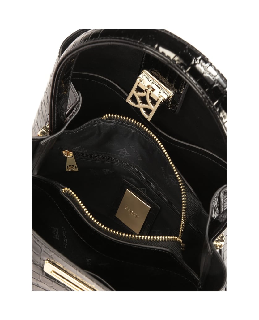 Kazar-Schwarze-Handtasche-mit-modischem-Tierpr