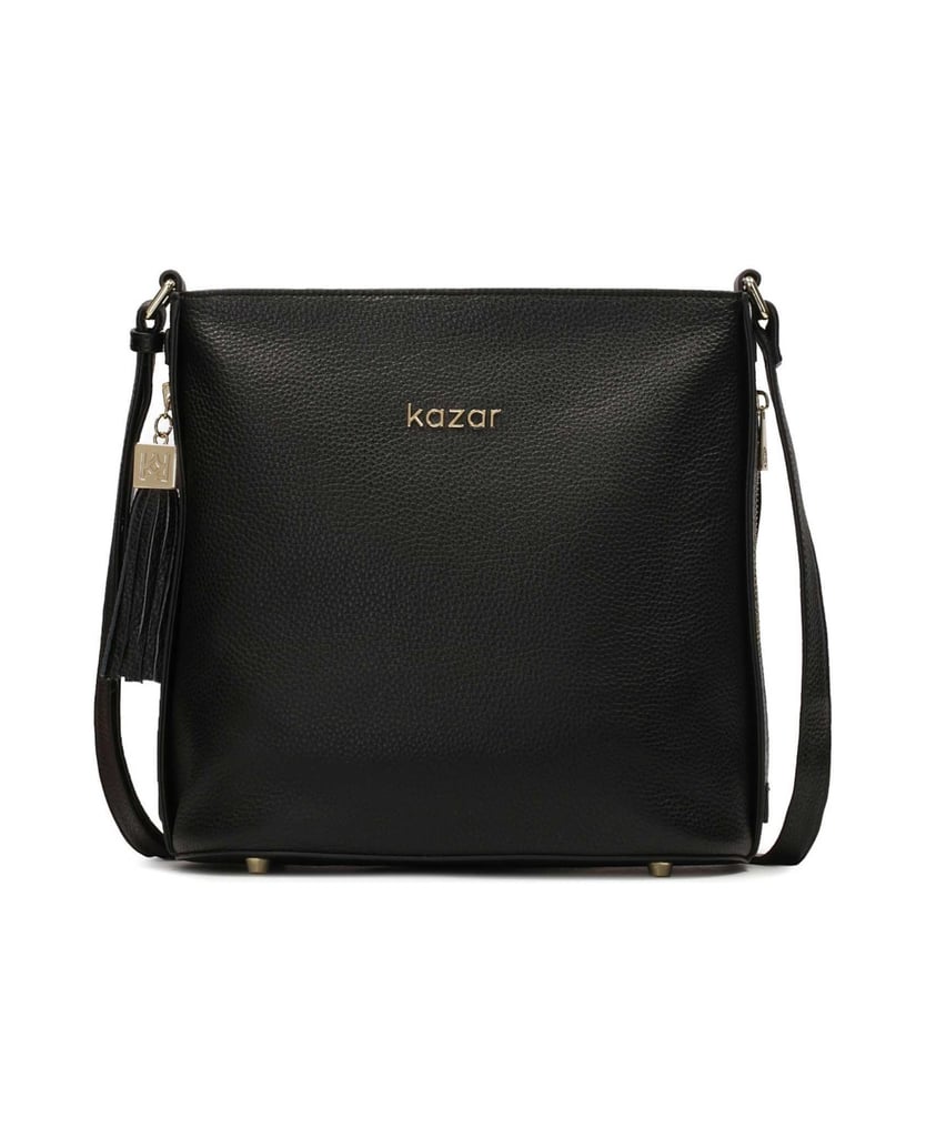 Kazar-Schwarze-Leder-Kuriertasche-mit-Clutch-schwarz