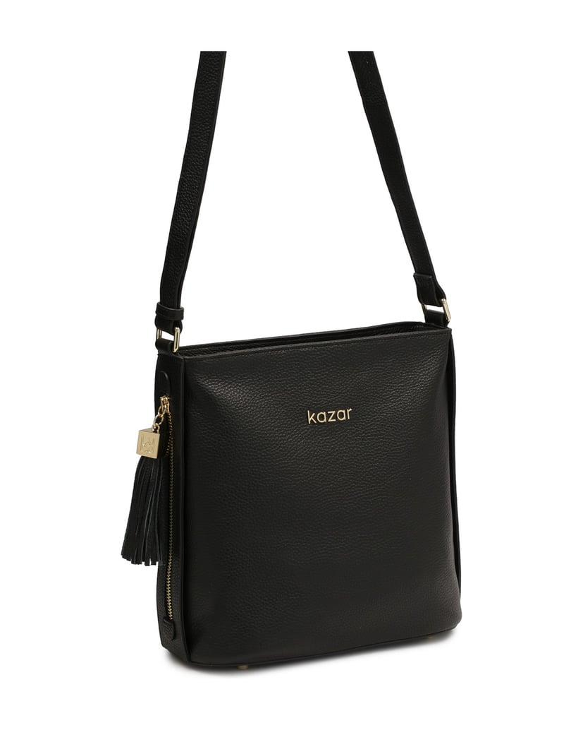 Kazar-Schwarze-Leder-Kuriertasche-mit-Clutch-schwarz