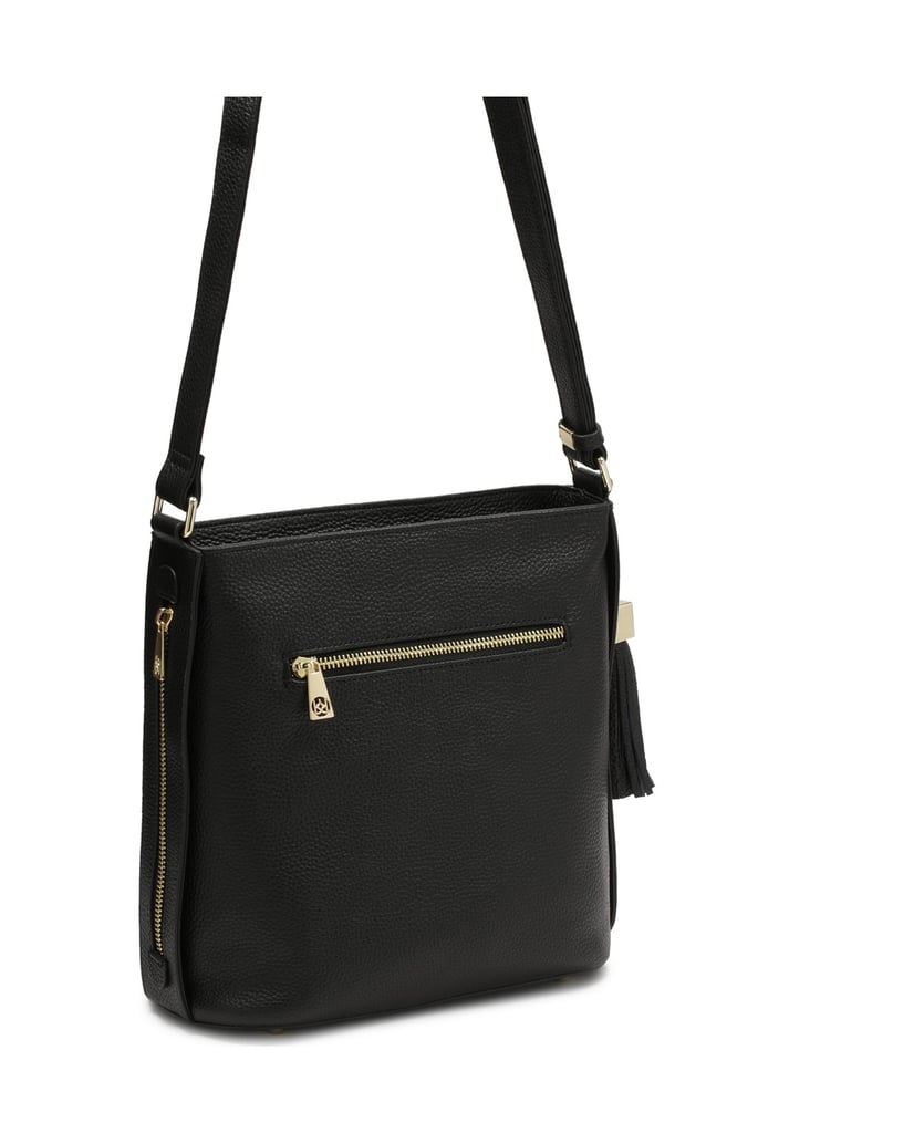 Kazar-Schwarze-Leder-Kuriertasche-mit-Clutch-schwarz