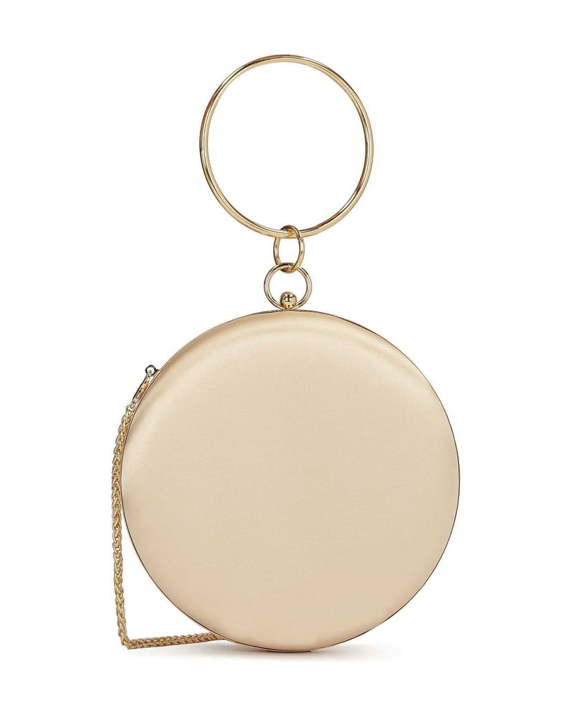 Kazar-Starre-runde-Tasche-aus-goldenem-Stoff