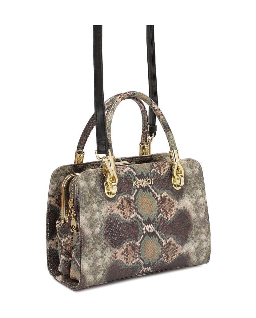 Kazar-Handtasche-aus-geprägtem-Leder-in-mehrer