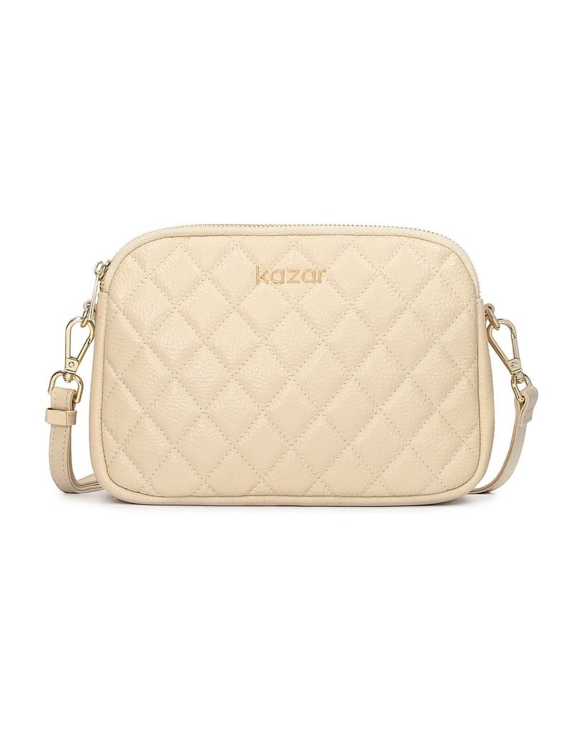 Kazar-Gesteppte-Ledertasche-an-einem-Gürtel-beige