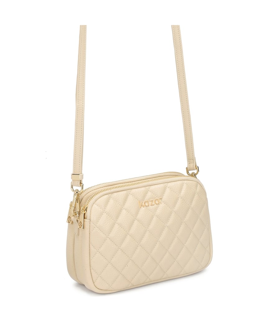 Kazar-Gesteppte-Ledertasche-an-einem-Gürtel-beige