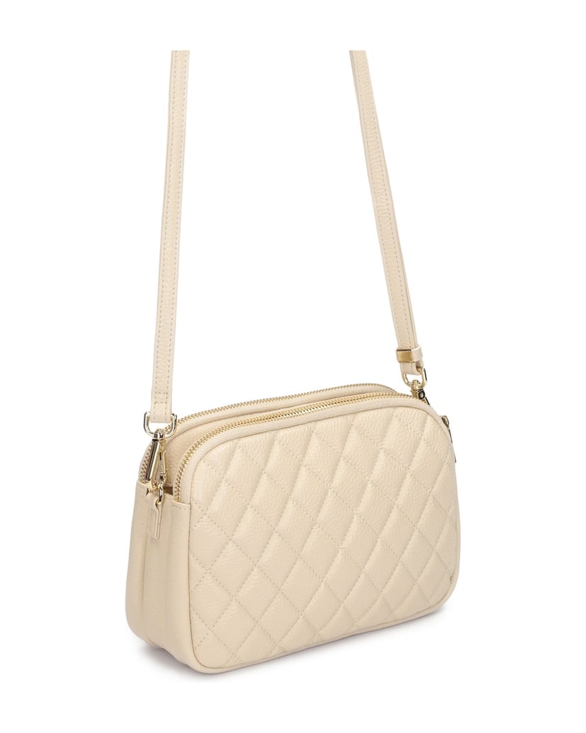 Kazar-Gesteppte-Ledertasche-an-einem-Gürtel-beige