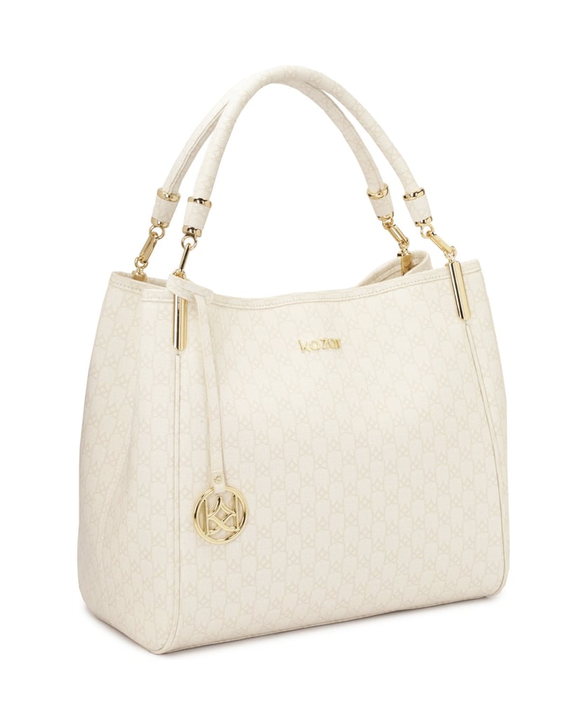 Kazar-Große-urbane-Umhängetasche-mit-Schlüssel-weiss