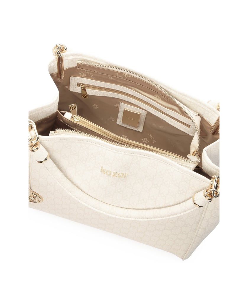 Kazar-Große-urbane-Umhängetasche-mit-Schlüssel-weiss