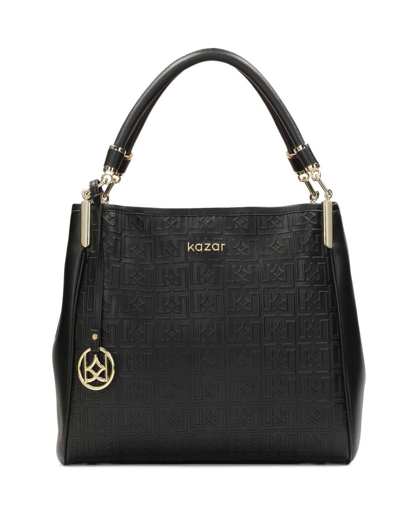 Kazar-Schwarze-Umhängetasche-mit-geprägtem-Des