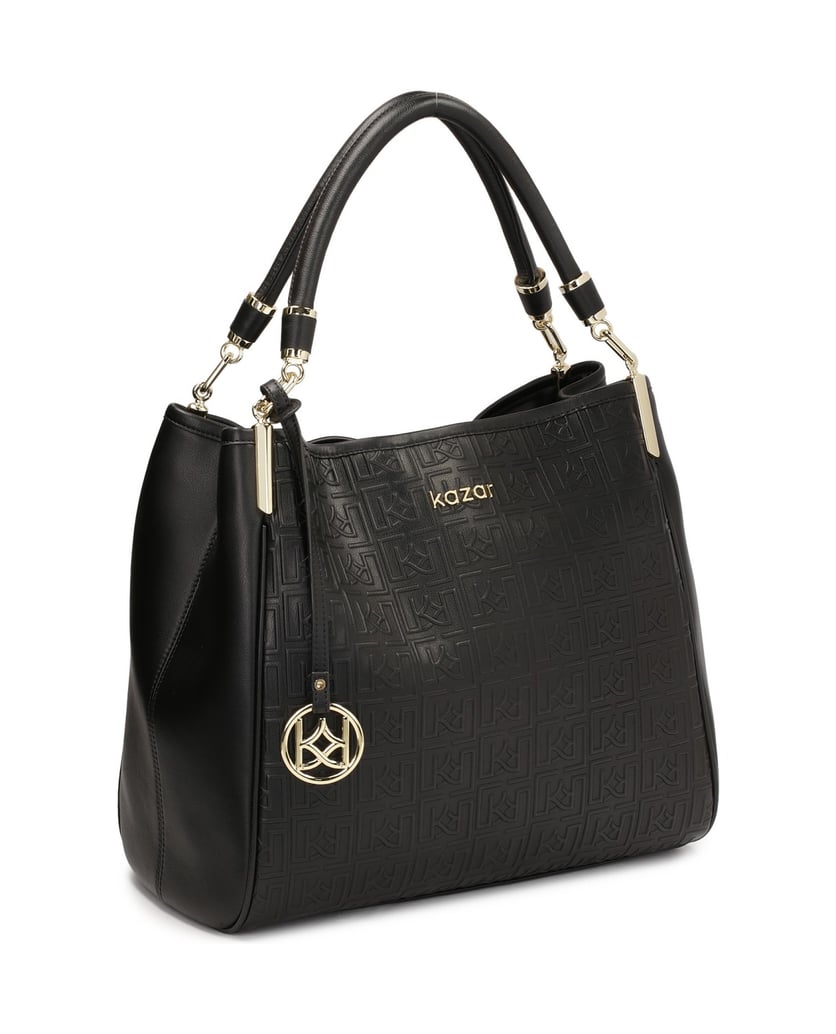 Kazar-Schwarze-Umhängetasche-mit-geprägtem-Des