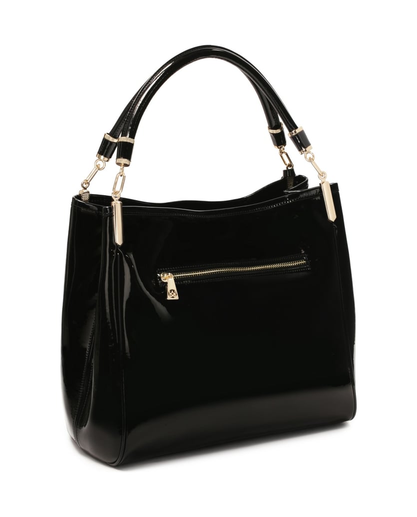 Kazar-Lackierte-Umhängetasche-mit-Schlüsselrin-schwarz