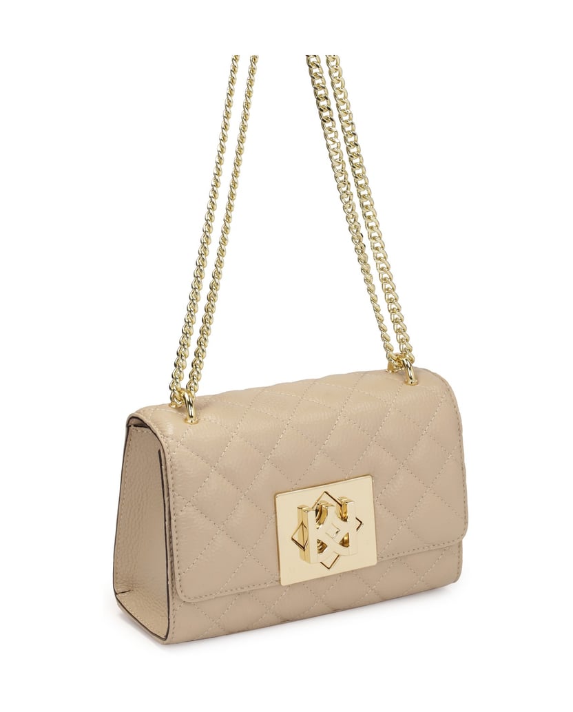 Kazar-Gesteppte-beige-Handtasche-an-einer-gold-beige