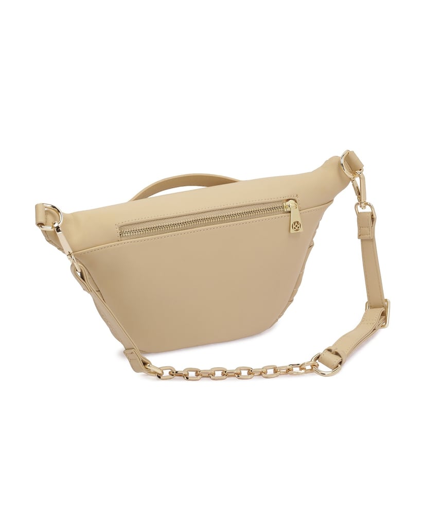 Kazar-Beigefarbene-Leder-Hüfttasche-mit-Steppu