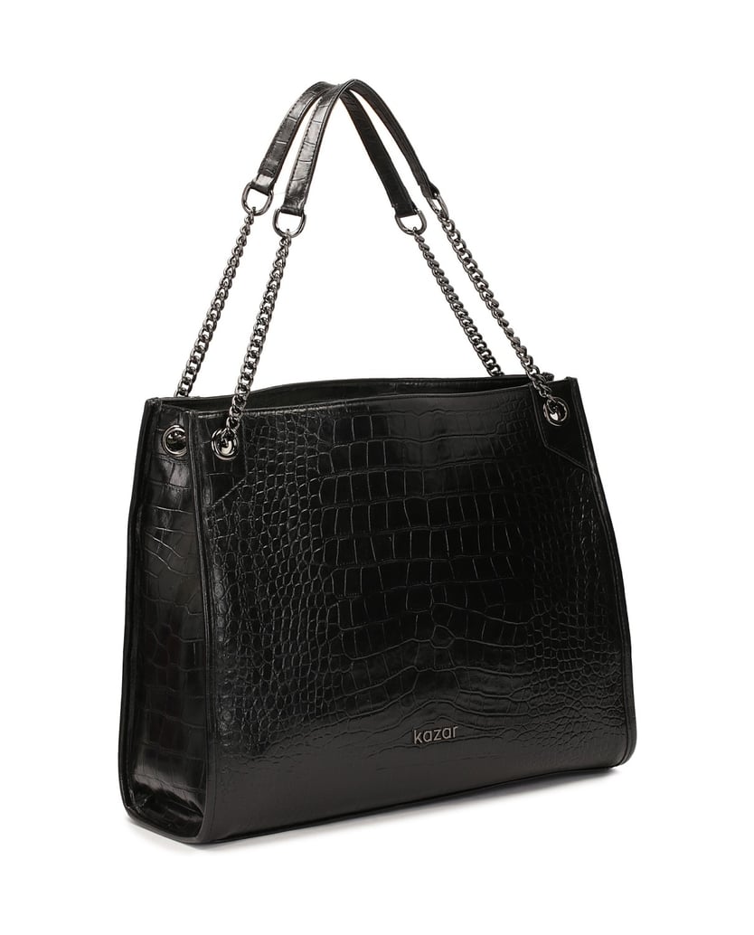 Kazar-Elegante-Handtasche-mit-Kettengriffen-schwarz