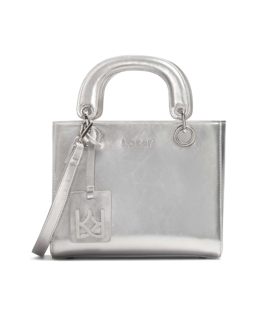 Kazar-Silberne-starre-Handtasche-mit-Griffen-silber