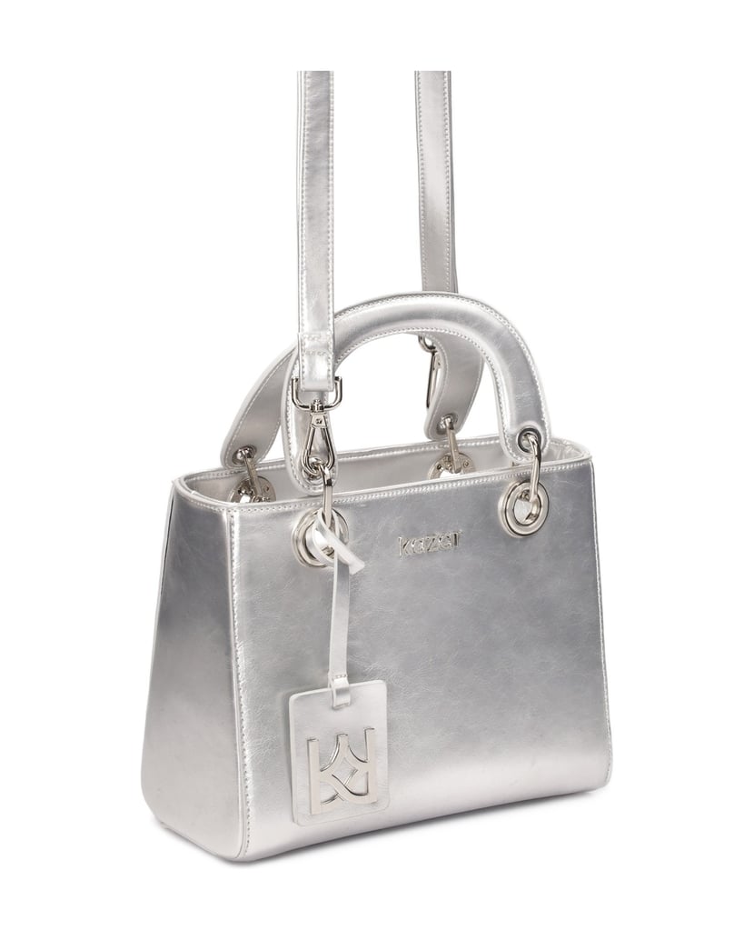 Kazar-Silberne-starre-Handtasche-mit-Griffen-silber