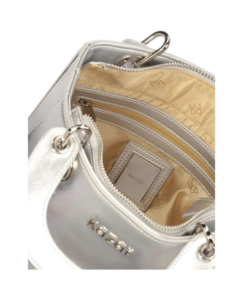 Kazar-Silberne-starre-Handtasche-mit-Griffen-silber