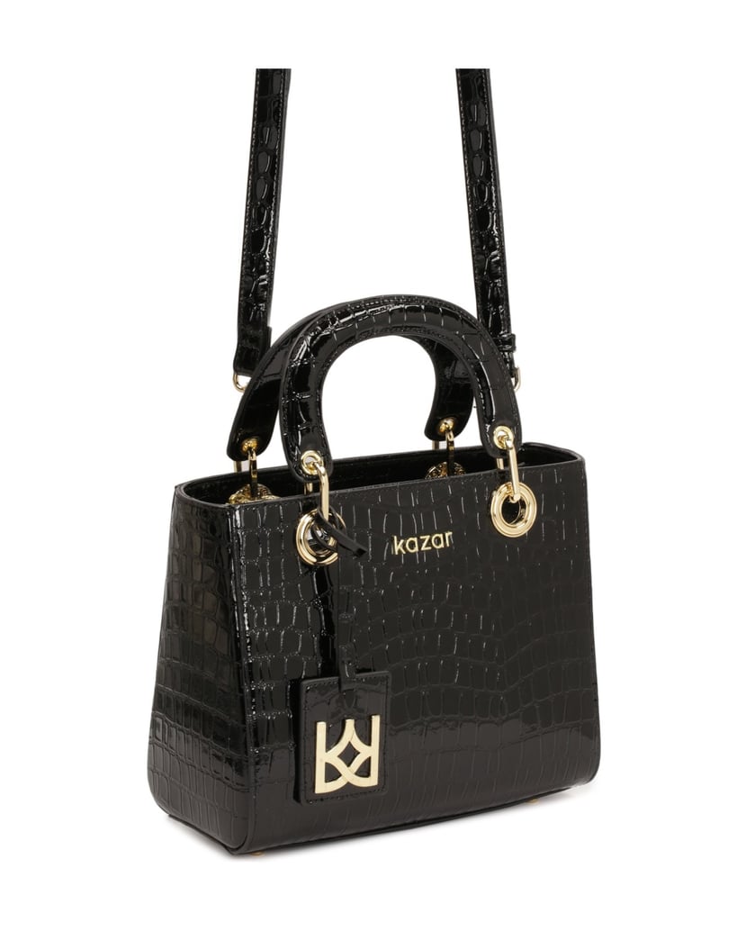 Kazar-Elegante-Lederhandtasche-mit-aufgedruckt-schwarz