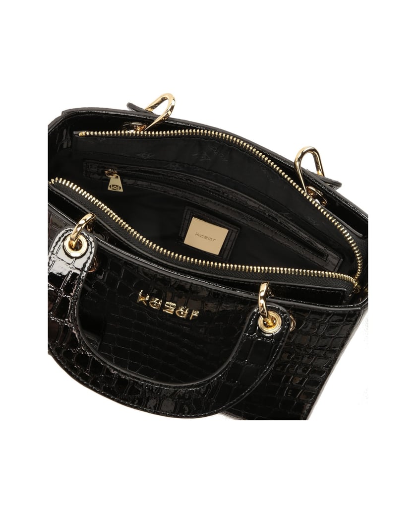 Kazar-Elegante-Lederhandtasche-mit-aufgedruckt-schwarz