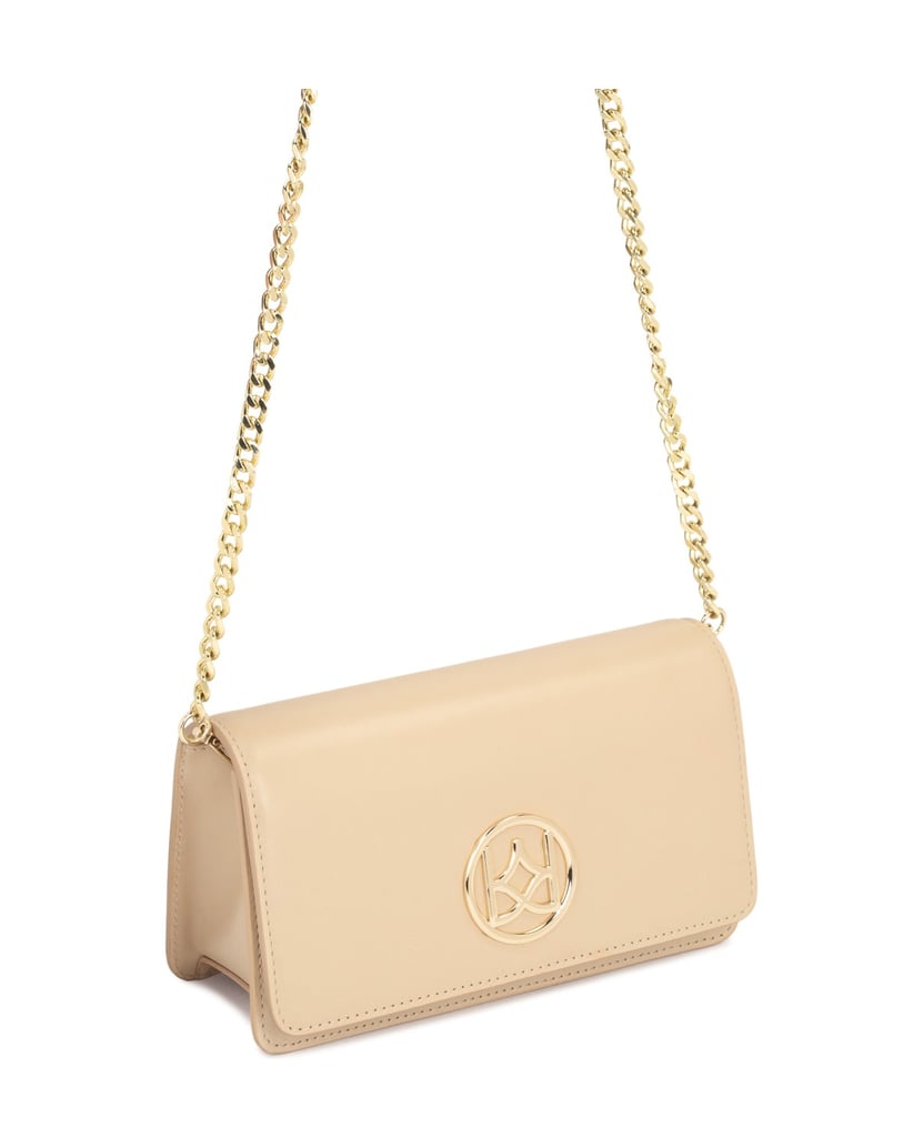 Kazar-Leather-rectangular-bag-on-a-gold-chain-béžová