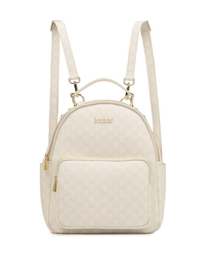 Kazar-Patterned-backpack-in-neutral-color-biela