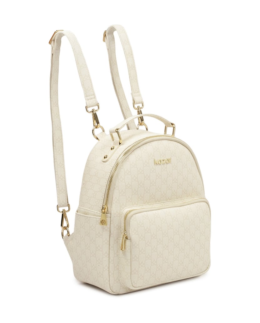 Kazar-Patterned-backpack-in-neutral-color-biela