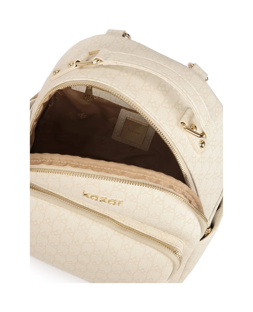 Kazar-Patterned-backpack-in-neutral-color-biela