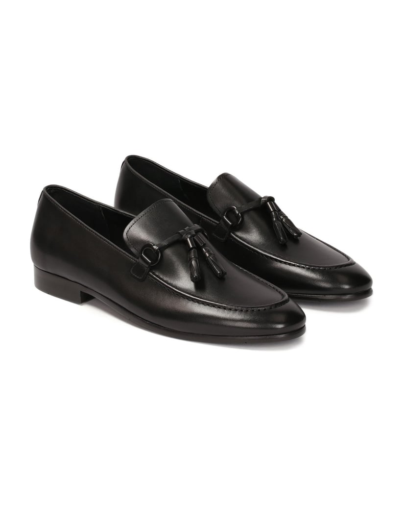 Kazar-Schwarze-Slipper-mit-Quaste-schwarz