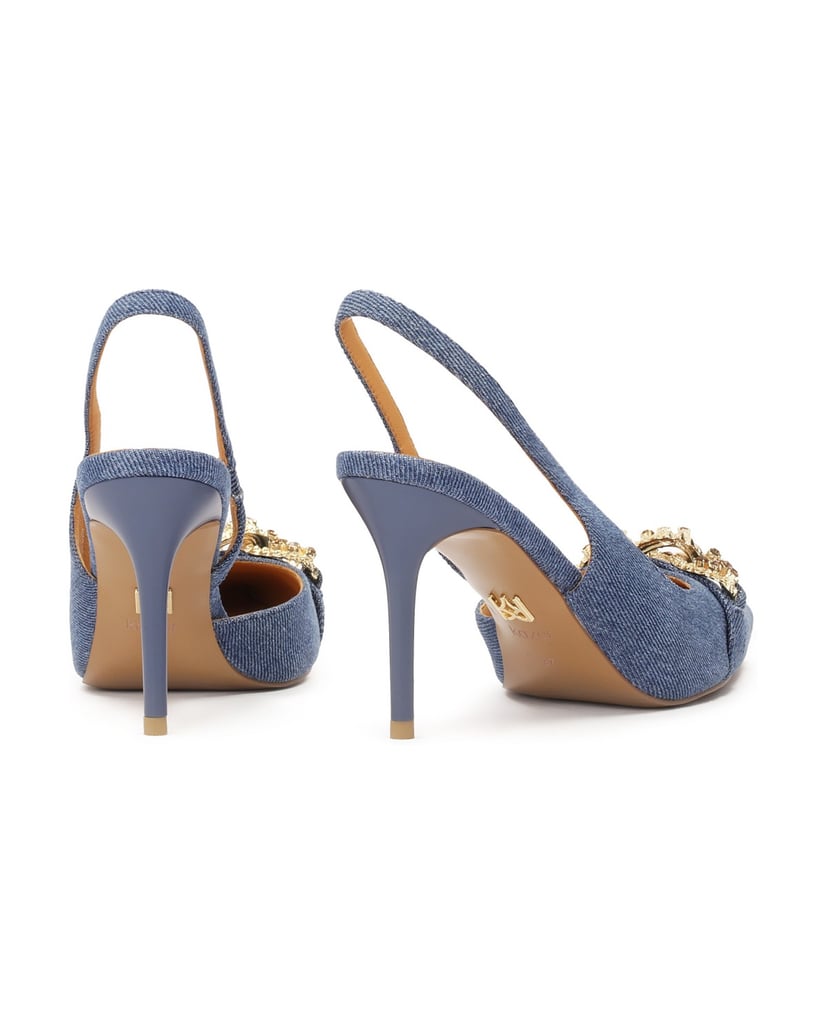 Kazar-Blaue-Slingback-Pumps-aus-Denim-Stoff-blau