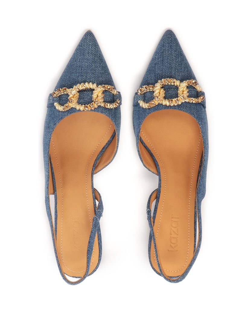 Kazar-Blaue-Slingback-Pumps-aus-Denim-Stoff-blau