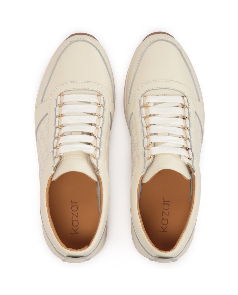 Kazar-Ladies’-white-and-beige-sneakers-bílá