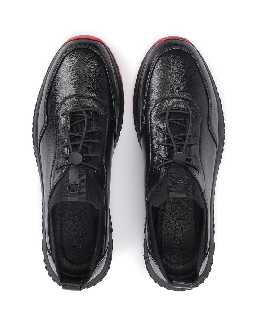 Kazar-Fashionable-leather-sneakers-on-an-interesting-sole-černá