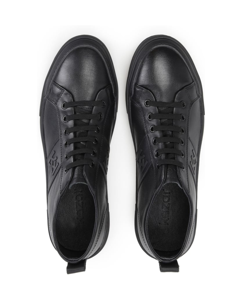 Kazar-Schwarze-Leder-Sneakers-für-Männer-im-mi
