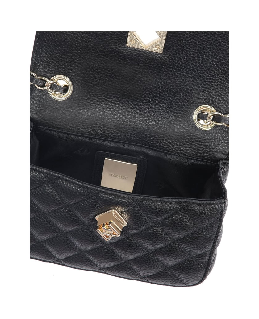 Kazar-Quilted-small-leather-bag-with-a-chain-čierna