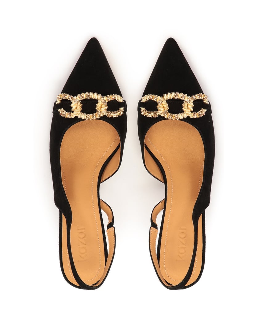 Kazar-Elegante-Wildlederpumps-mit-Kette-verzie-schwarz