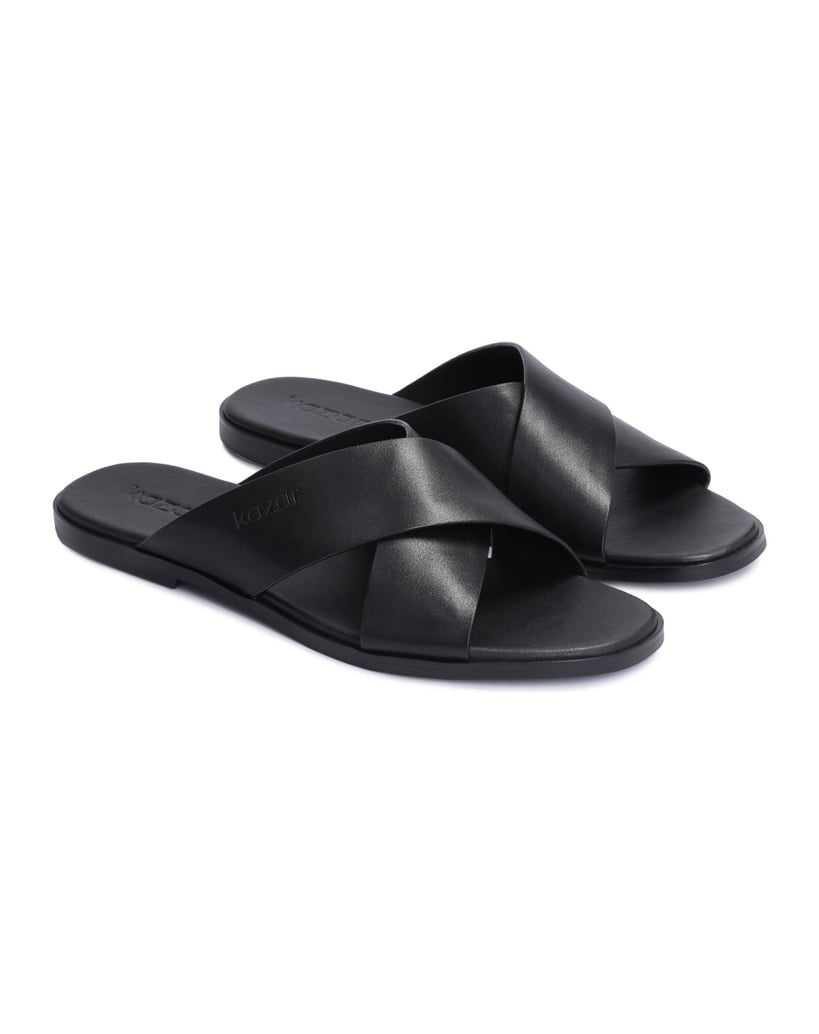 Kazar-Schwarze-Freizeit-Slides-aus-Leder-für-H