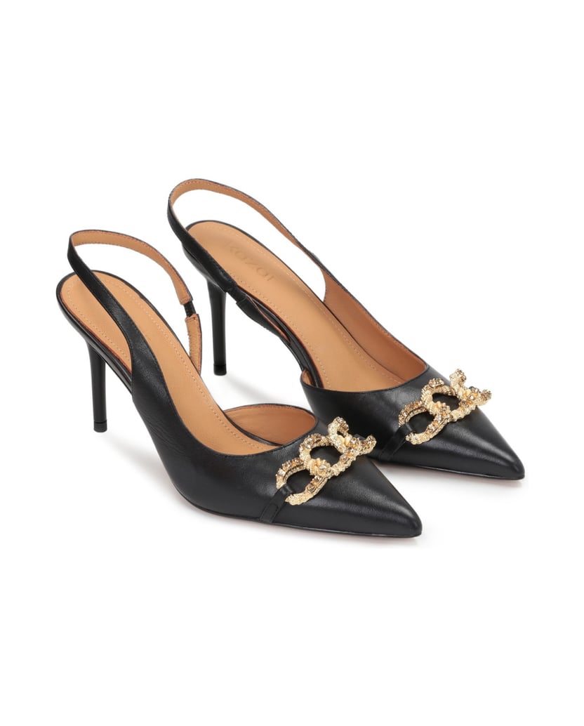 Kazar-Schwarze-Lederpumps-mit-einer-dicken-Zie