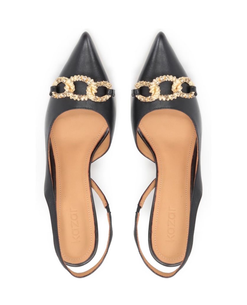 Kazar-Schwarze-Lederpumps-mit-einer-dicken-Zie