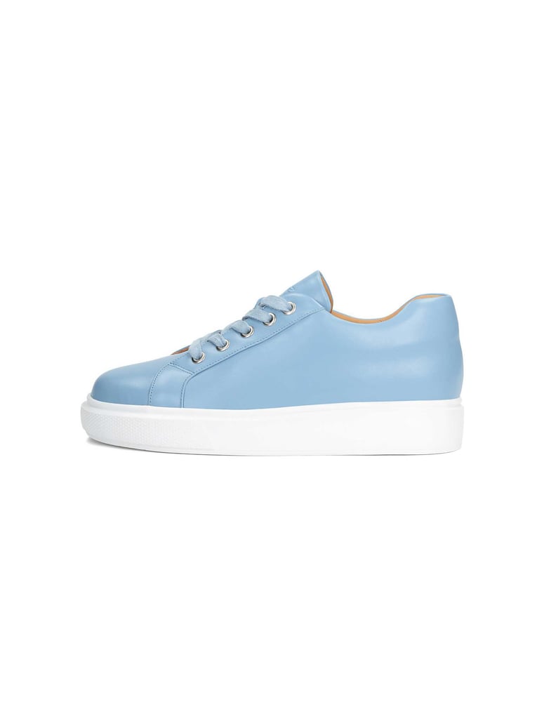Kazar-Studio-Blaue-Leder-Sneakers-mit-weißer-Sohle