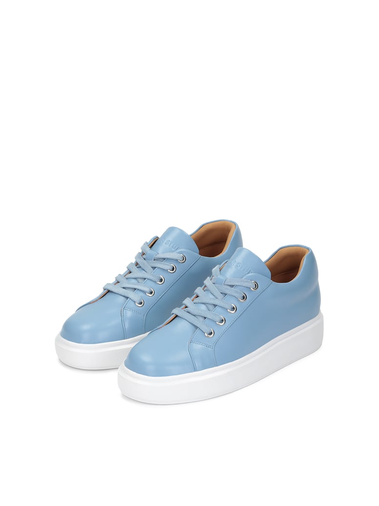 Kazar-Studio-Blaue-Leder-Sneakers-mit-weißer-Sohle