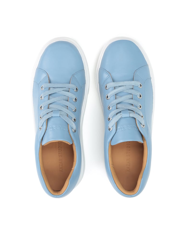 Kazar-Studio-Blaue-Leder-Sneakers-mit-weißer-Sohle