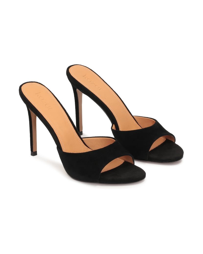 Kazar-Suede-black-mules-on-a-sleek-heel-čierna