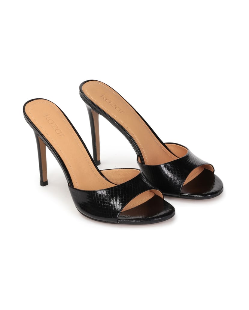 Kazar-Schwarze-Pantoletten-mit-Absatz-aus-gepr-schwarz