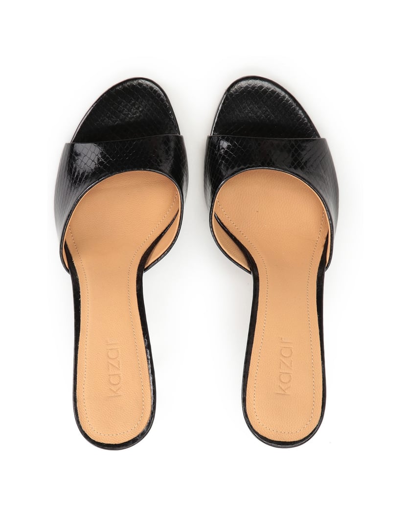 Kazar-Schwarze-Pantoletten-mit-Absatz-aus-gepr-schwarz