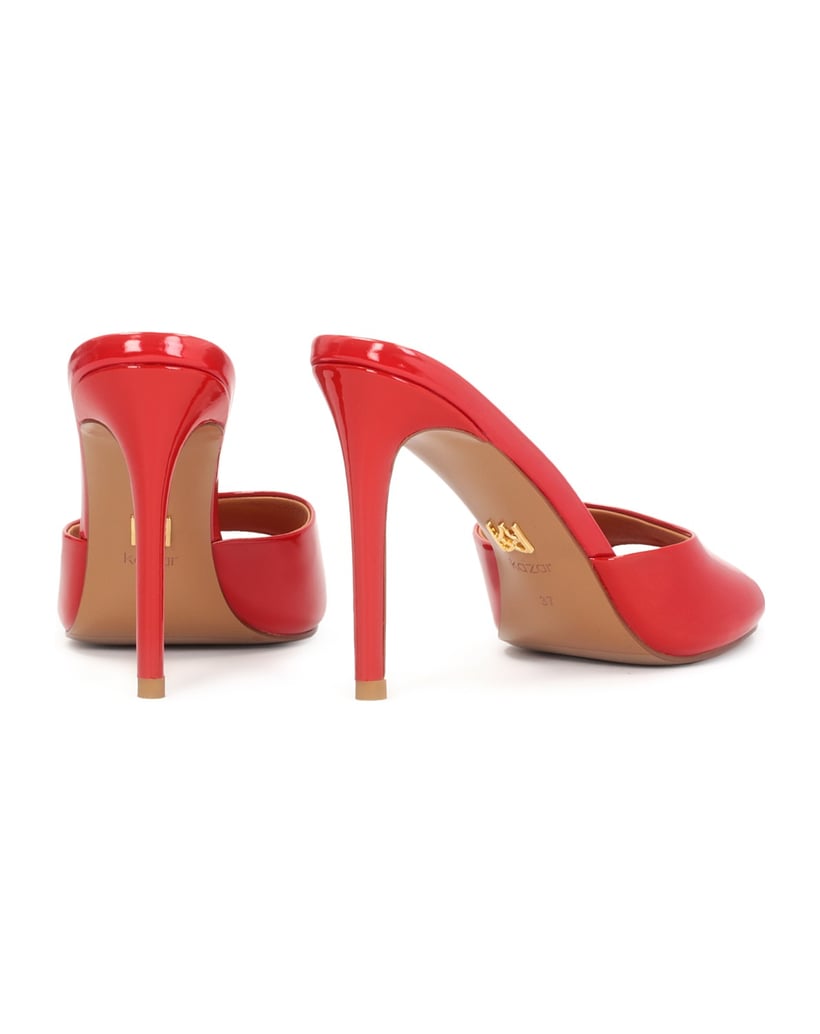 Kazar-Patent-leather-red-heeled-mules-červená