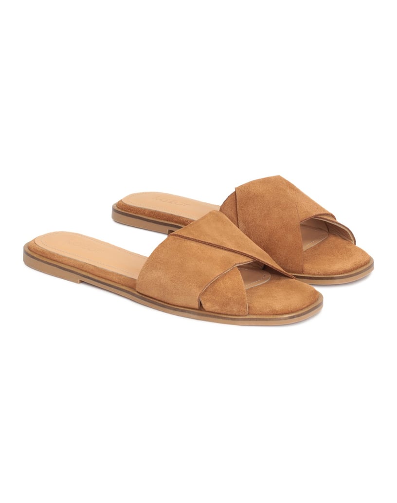 Kazar-Ladies’-brown-light-and-comfortable-suede-slides-ťavia