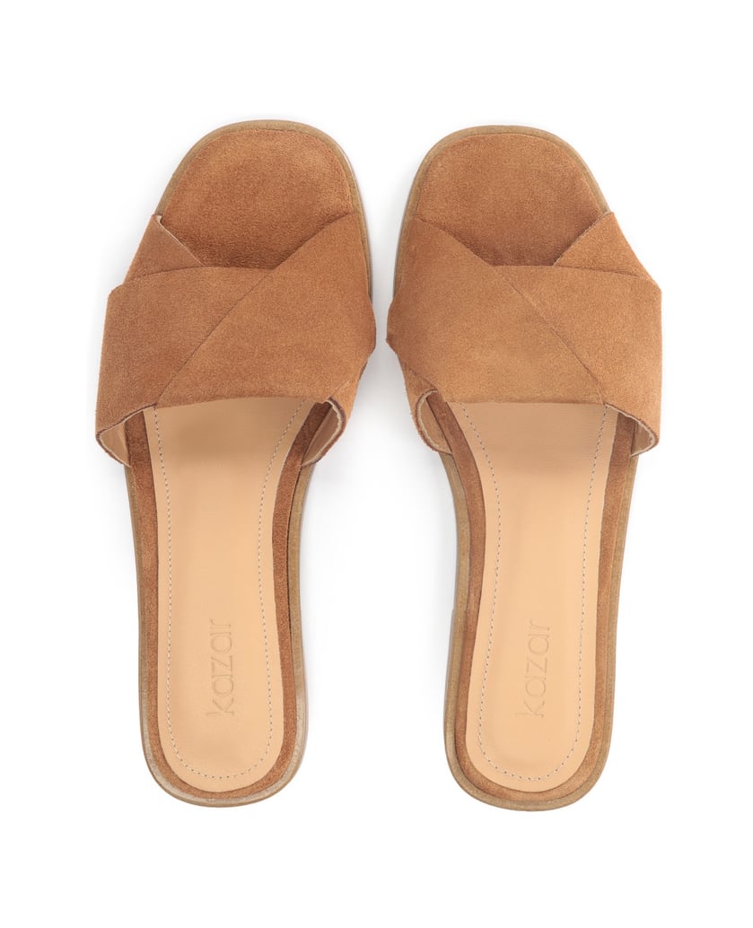 Kazar-Ladies’-brown-light-and-comfortable-suede-slides-ťavia