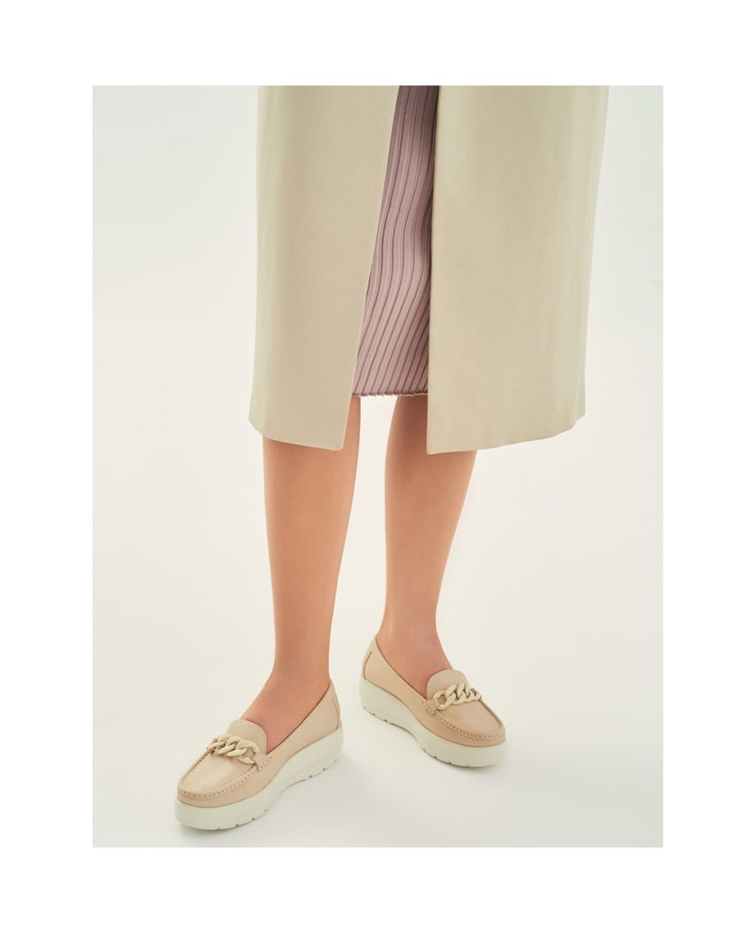 Kazar-Modische-Damen-Mokassins-aus-Leder-mit-d-beige