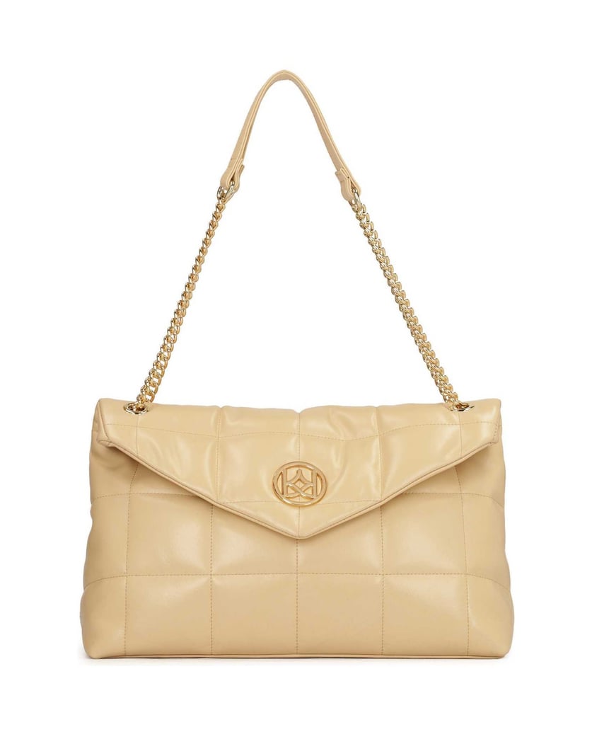 Kazar-Lederhandtasche-mit-Steppmuster-beige