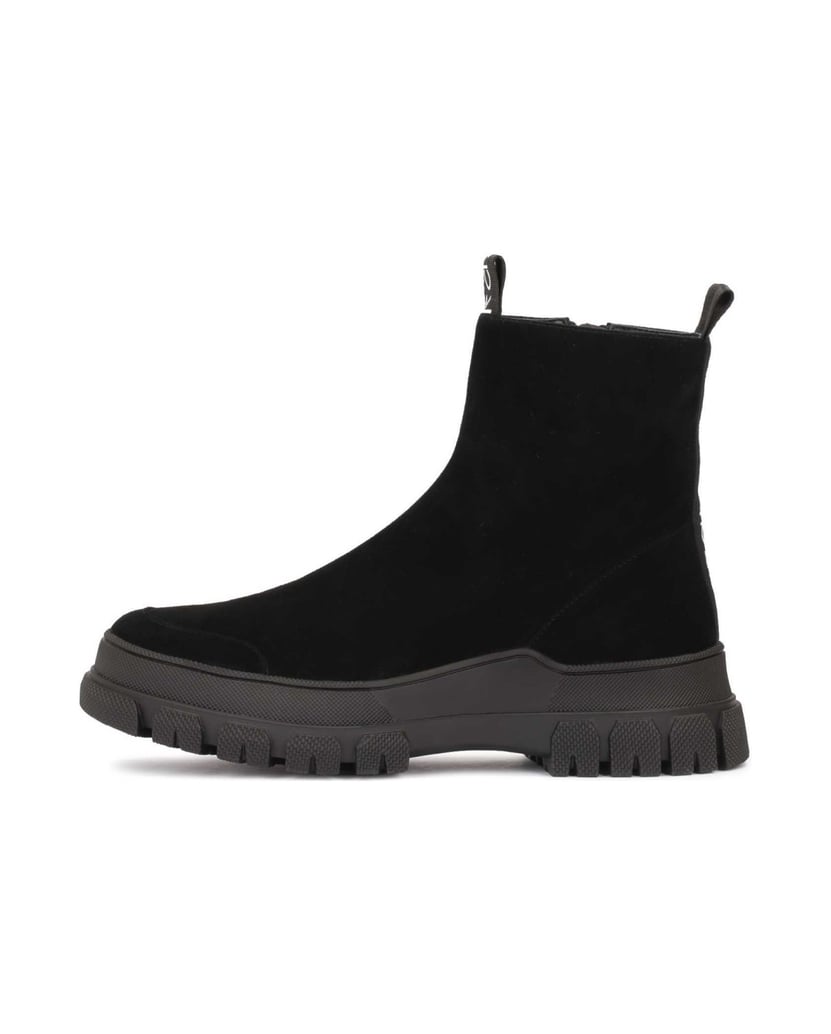 Kazar-Suede-flat-ankle-boots-with-an-overlay-on-the-toe-and-the-heel-černá